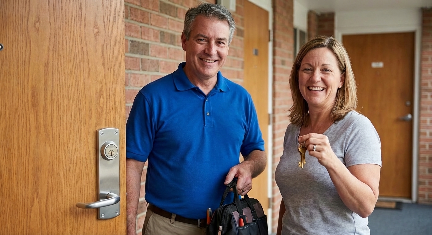 Довольный клиент с мастером